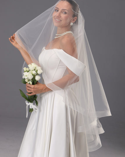 Handmade Italian Tulle Cathedral Veil, Two Tier Ivory Bridal Veil