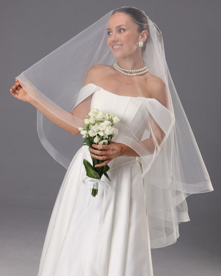 Handmade Italian Tulle Cathedral Veil, Two Tier Ivory Bridal Veil