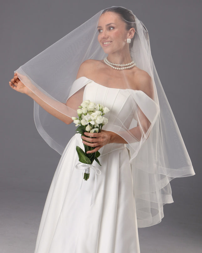 Handmade Italian Tulle Cathedral Veil, Two Tier Ivory Bridal Veil