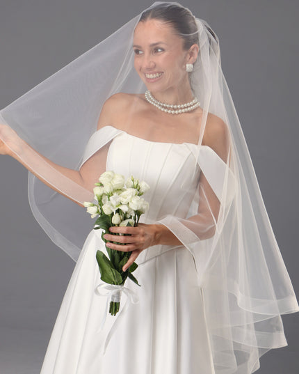 Handmade Italian Tulle Cathedral Veil, Two Tier Ivory Bridal Veil