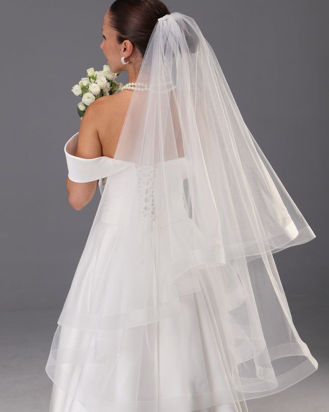 Handmade Italian Tulle Cathedral Veil, Two Tier Ivory Bridal Veil