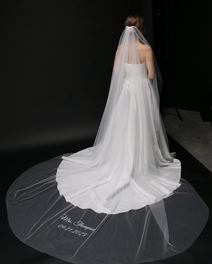 Personalized Wedding Veil | Custom Text Veil, Bridal Veil with Wording, Customized Veil for Hen Party, Bachelorette, or Bridal Shower
