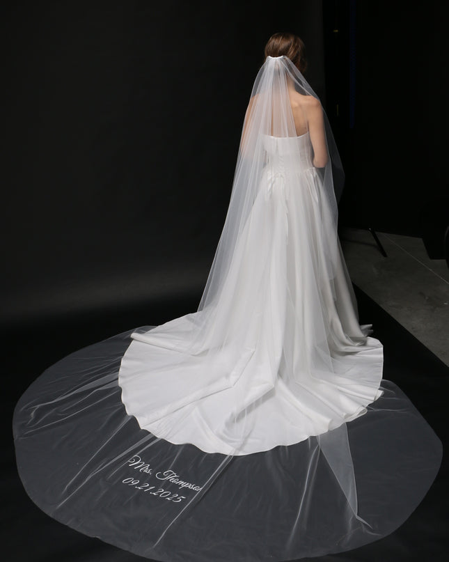 Personalized Wedding Veil | Custom Text Veil, Bridal Veil with Wording, Customized Veil for Hen Party, Bachelorette, or Bridal Shower