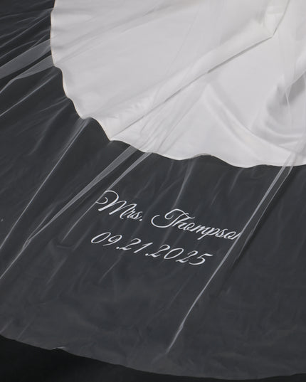 Personalized Wedding Veil | Custom Text Veil, Bridal Veil with Wording, Customized Veil for Hen Party, Bachelorette, or Bridal Shower