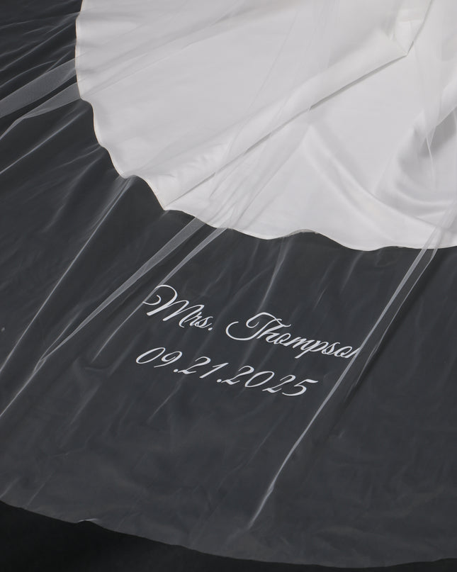 Personalized Wedding Veil | Custom Text Veil, Bridal Veil with Wording, Customized Veil for Hen Party, Bachelorette, or Bridal Shower
