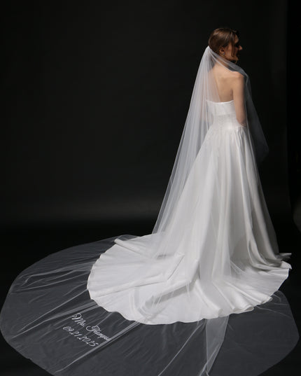 Personalized Wedding Veil | Custom Text Veil, Bridal Veil with Wording, Customized Veil for Hen Party, Bachelorette, or Bridal Shower