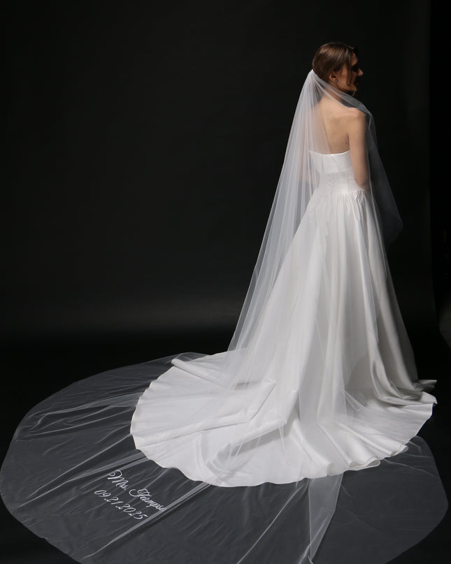 Personalized Wedding Veil | Custom Text Veil, Bridal Veil with Wording, Customized Veil for Hen Party, Bachelorette, or Bridal Shower