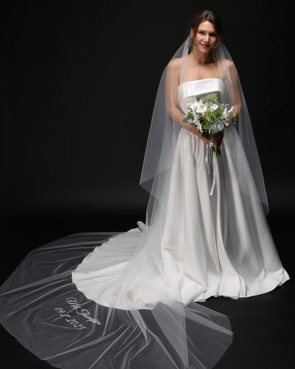 Personalized Wedding Veil | Custom Text Veil, Bridal Veil with Wording, Customized Veil for Hen Party, Bachelorette, or Bridal Shower