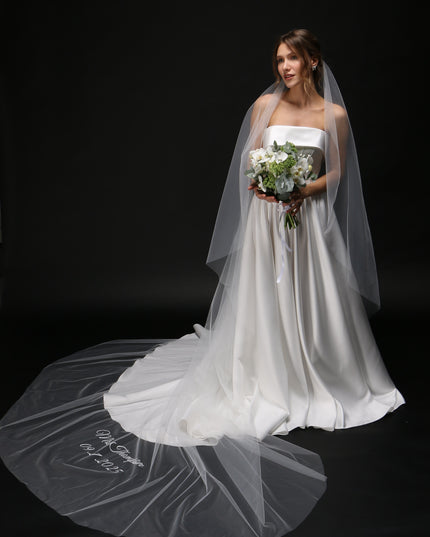 Personalized Wedding Veil | Custom Text Veil, Bridal Veil with Wording, Customized Veil for Hen Party, Bachelorette, or Bridal Shower