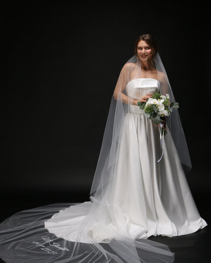 Personalized Wedding Veil | Custom Text Veil, Bridal Veil with Wording, Customized Veil for Hen Party, Bachelorette, or Bridal Shower