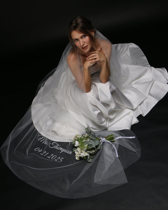 Personalized Wedding Veil | Custom Text Veil, Bridal Veil with Wording, Customized Veil for Hen Party, Bachelorette, or Bridal Shower