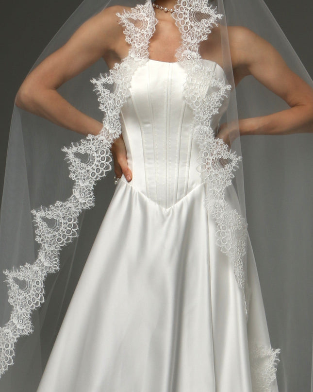 Romantic Cathedral Mantilla Veil with Soft Lace Edge