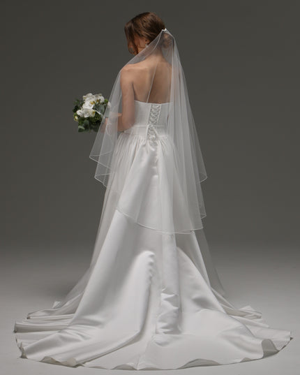 One Tier Cascade Veil with pencil Edge | Soft Classic Ivory Wedding Veil