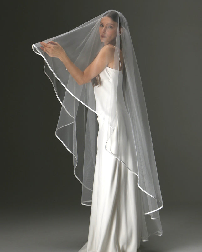 Boho Juliet Cap Veil – Two Tier Vintage Style Soft Tulle with Satin Ribbon Trim