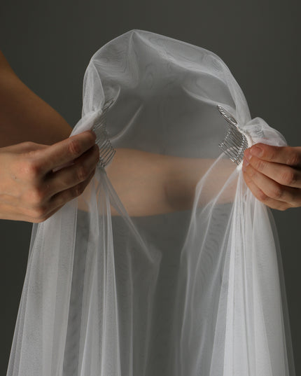 Long Cathedral Wedding Veil with Lace Juliet Cap