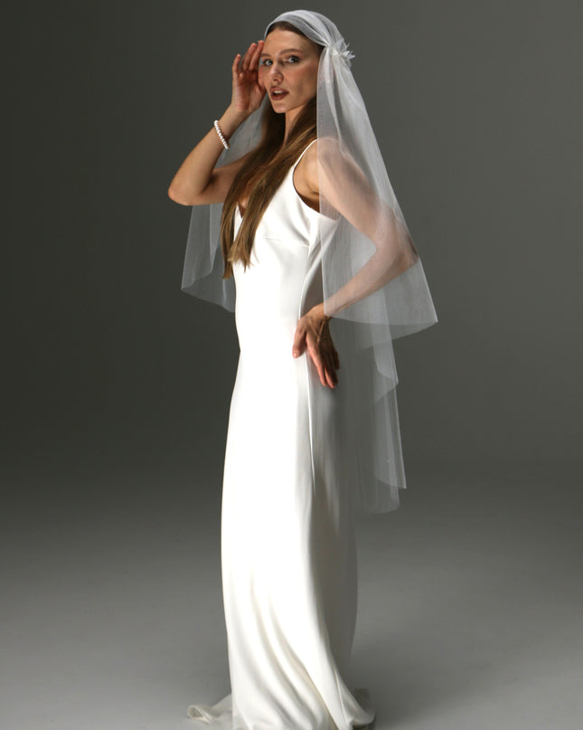 Juliet Cap Veil with 3D Butterflies – One Tier Soft Tulle Boho Bridal Veil