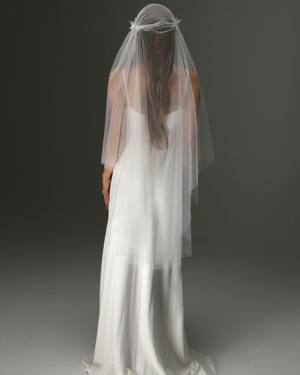 Juliet Cap Veil with 3D Butterflies – One Tier Soft Tulle Boho Bridal Veil