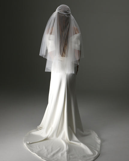 Juliet Cap Veil with Lace Appliqués – One Tier Cascade Soft Tulle Bridal Veil