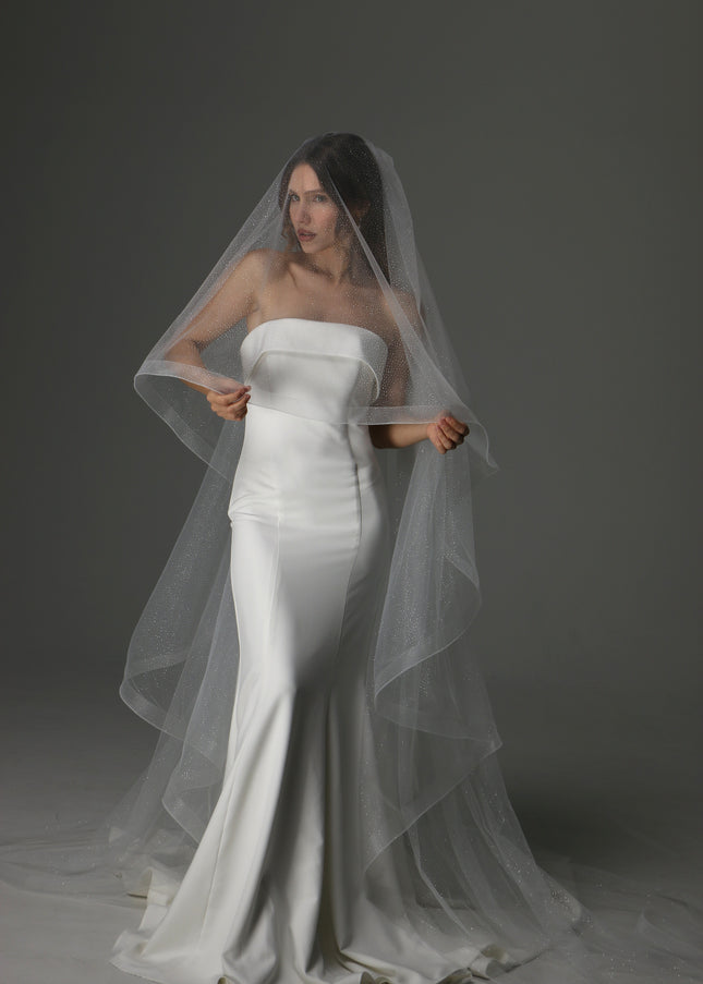 Glitter Two Tier Veil – Horsehair Edge Sparkly Bridals