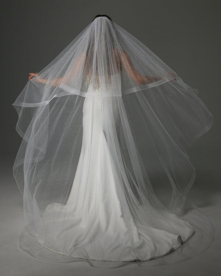 Glitter Two Tier Wedding Veil with Horsehair Edge – Sparkly Bridal Veil