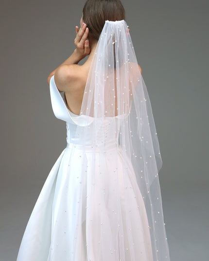 Cathedral Wedding Veil, Cathedral Veil with Pearl Edge, Pearl Trim Veil, Scattered Pearl Bridal Veil