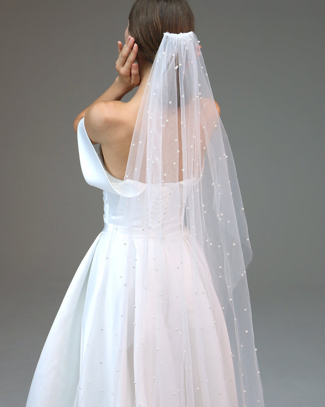Cathedral Wedding Veil, Cathedral Veil with Pearl Edge, Pearl Trim Veil, Scattered Pearl Bridal Veil