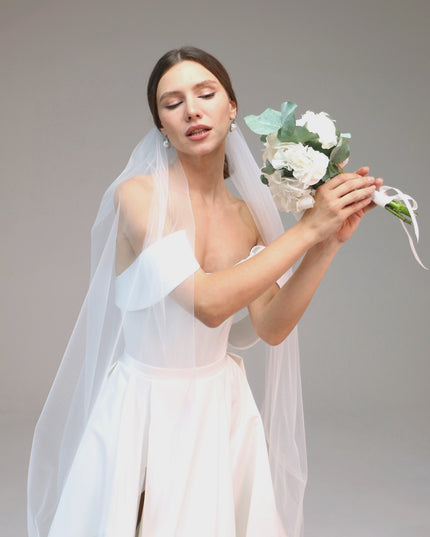 Single Layer Soft Simple Wedding Veil, Plain Bridal Veil, One Tier Soft Wedding Veil