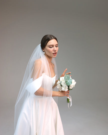 Single Layer Soft Simple Wedding Veil, Plain Bridal Veil, One Tier Soft Wedding Veil