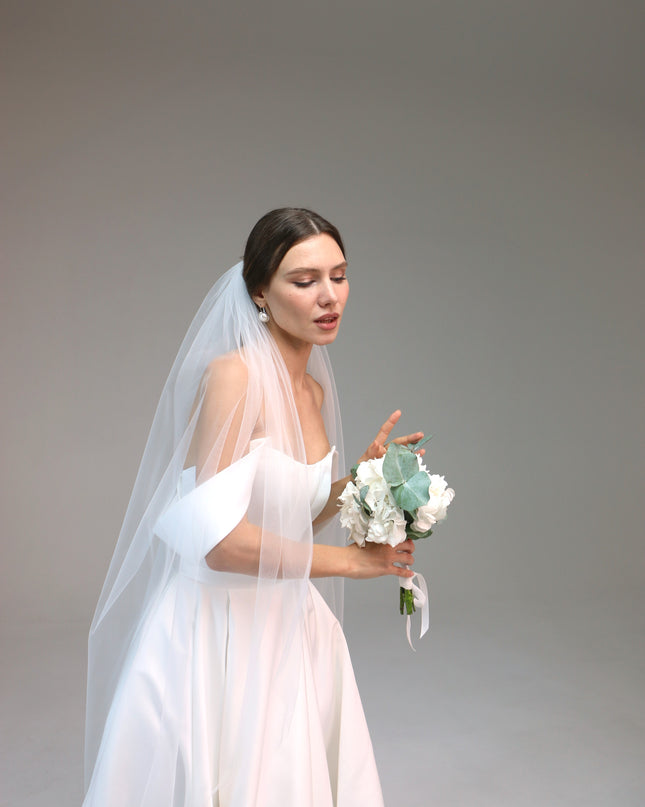 Single Layer Soft Simple Wedding Veil, Plain Bridal Veil, One Tier Soft Wedding Veil