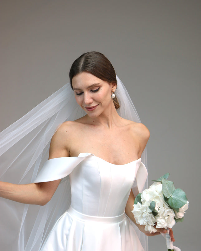 Single Layer Soft Simple Wedding Veil, Plain Bridal Veil, One Tier Soft Wedding Veil