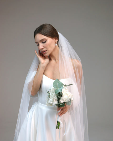 Single Layer Soft Simple Wedding Veil, Plain Bridal Veil, One Tier Soft Wedding Veil