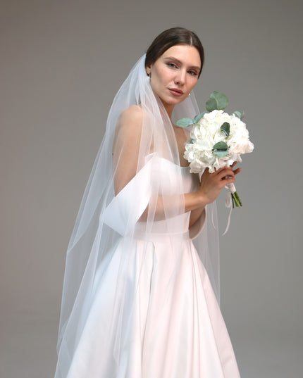 Single Layer Soft Simple Wedding Veil, Plain Bridal Veil, One Tier Soft Wedding Veil