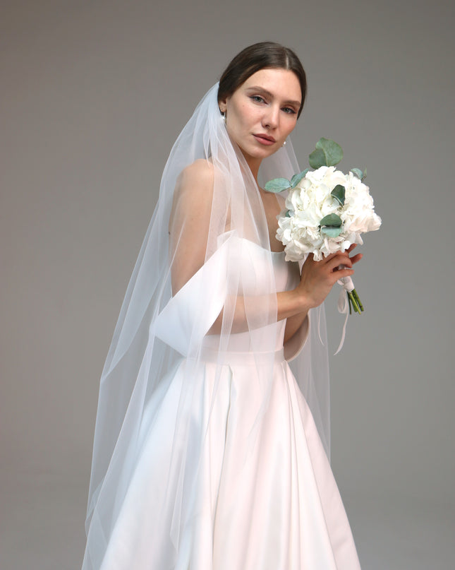 Single Layer Soft Simple Wedding Veil, Plain Bridal Veil, One Tier Soft Wedding Veil