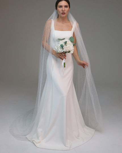 Classic Soft Ivory Veil, Simple White Bridal Veil, Long 1-Tier Wedding Veil