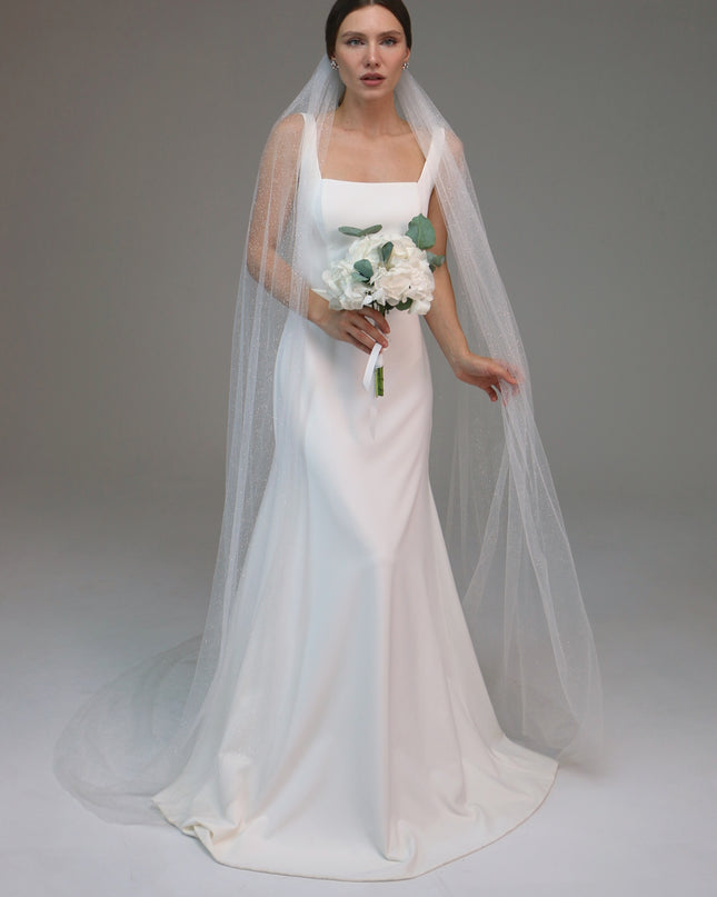 Classic Soft Ivory Veil, Simple White Bridal Veil, Long 1-Tier Wedding Veil