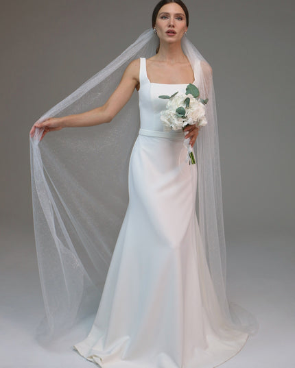 Classic Soft Ivory Veil, Simple White Bridal Veil, Long 1-Tier Wedding Veil