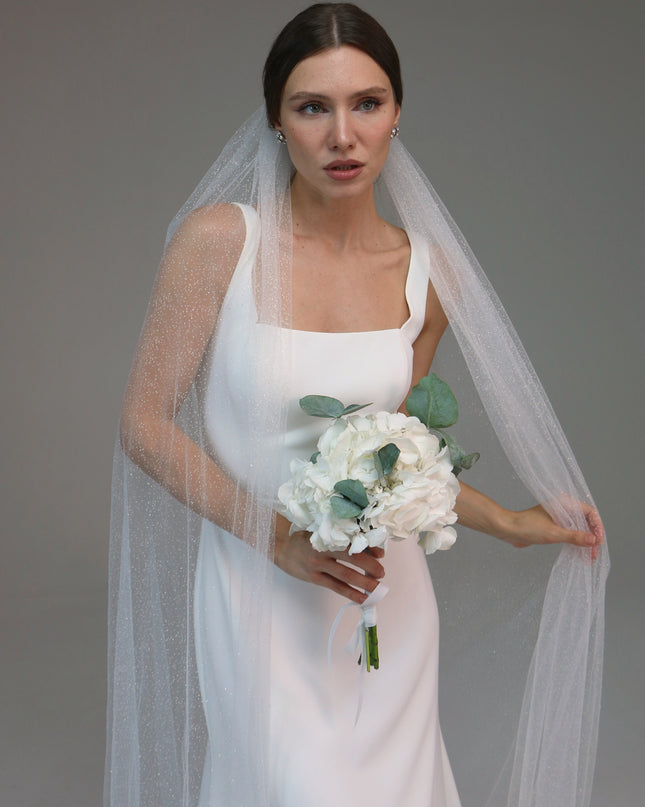 Classic Soft Ivory Veil, Simple White Bridal Veil, Long 1-Tier Wedding Veil