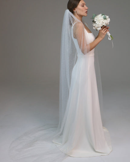 Classic Soft Ivory Veil, Simple White Bridal Veil, Long 1-Tier Wedding Veil