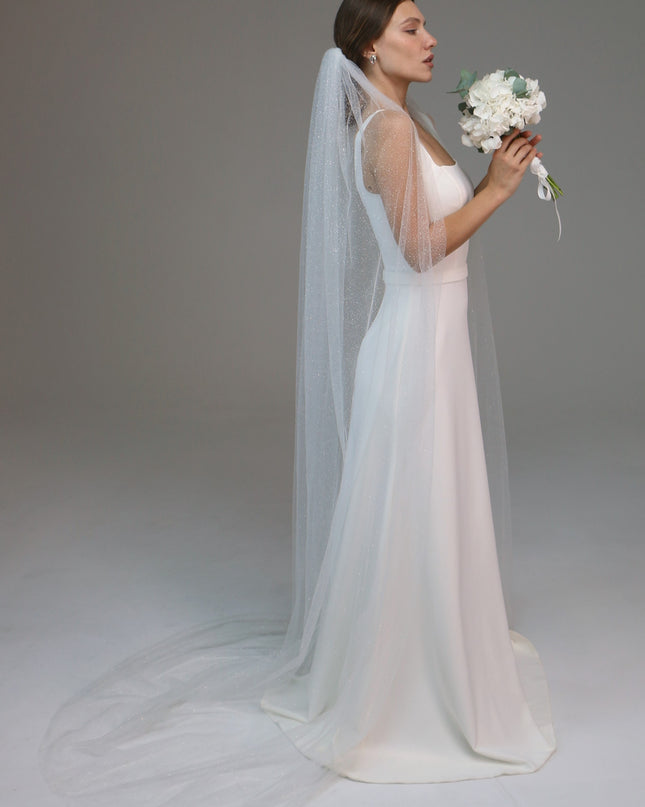 Classic Soft Ivory Veil, Simple White Bridal Veil, Long 1-Tier Wedding Veil