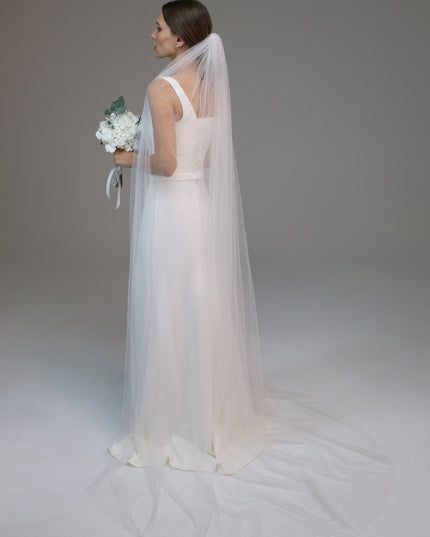 Classic Soft Ivory Veil, Simple White Bridal Veil, Long 1-Tier Wedding Veil