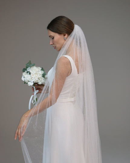 Classic Soft Ivory Veil, Simple White Bridal Veil, Long 1-Tier Wedding Veil