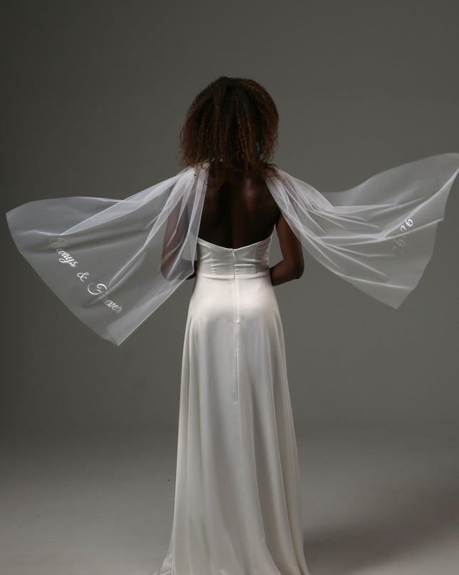 Personalized Bridal Scarf Custom Wedding Tulle Wrap