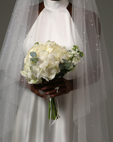 Pearl Cathedral Wedding Veil – Two Tier Soft Tulle Bridal Veil