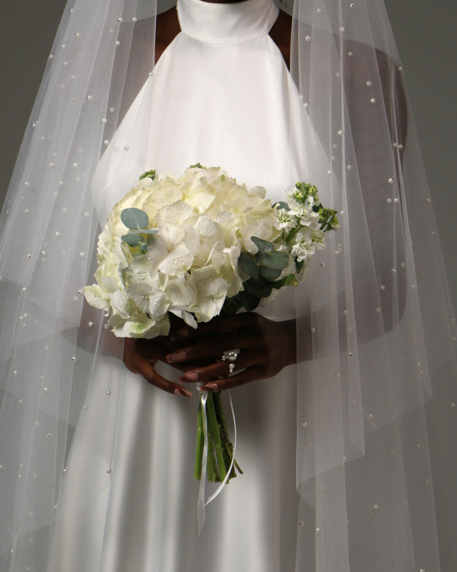 Pearl Cathedral Wedding Veil – Two Tier Soft Tulle Bridal Veil