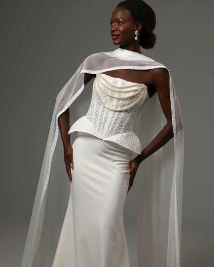 Lace Edge Bridal Scarf Veil Long Tulle Wedding Wrap