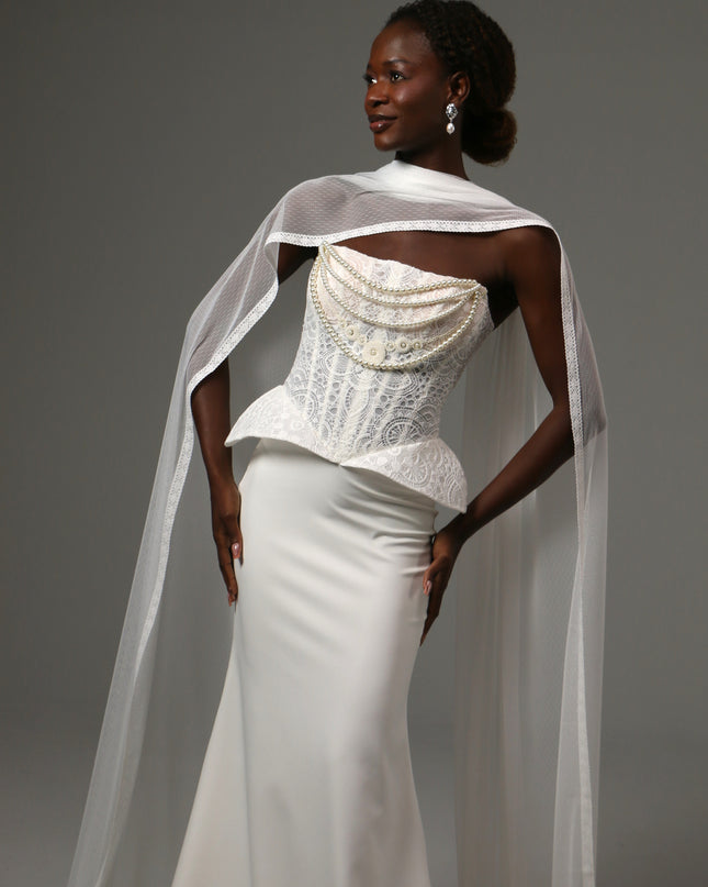 Lace Edge Bridal Scarf Veil Long Tulle Wedding Wrap