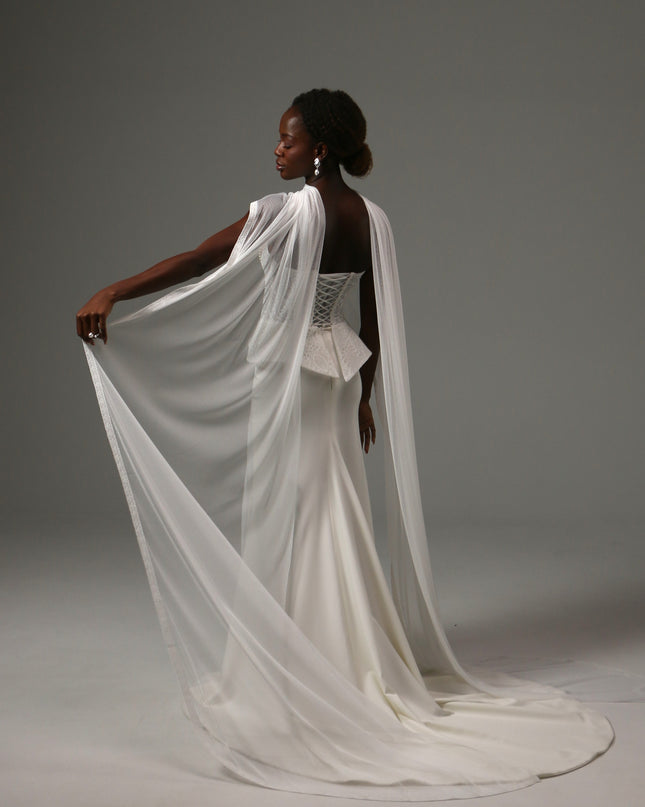 Lace Edge Bridal Scarf Veil Long Tulle Wedding Wrap