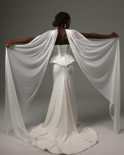 Lace Edge Bridal Scarf Veil Long Tulle Wedding Wrap