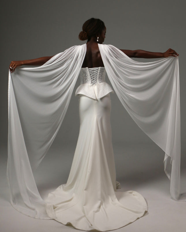 Lace Edge Bridal Scarf Veil Long Tulle Wedding Wrap