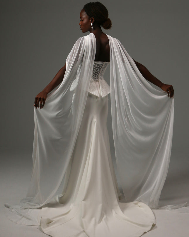 Lace Edge Bridal Scarf Veil Long Tulle Wedding Wrap
